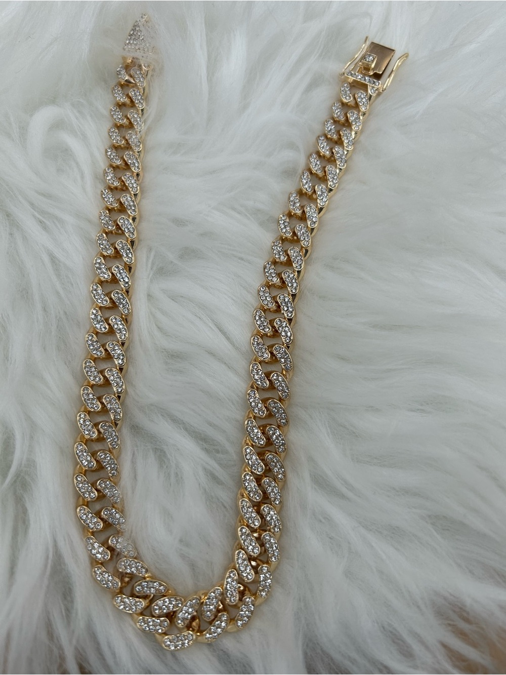 Gold Rhinestone Cuban Link Pet Collar (15.5")